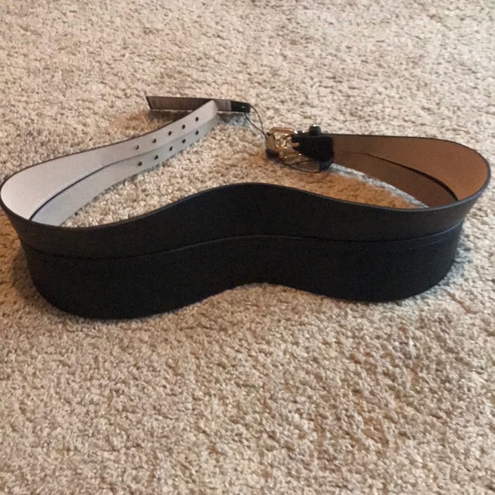 NWT BCBG black leather statement belt.
